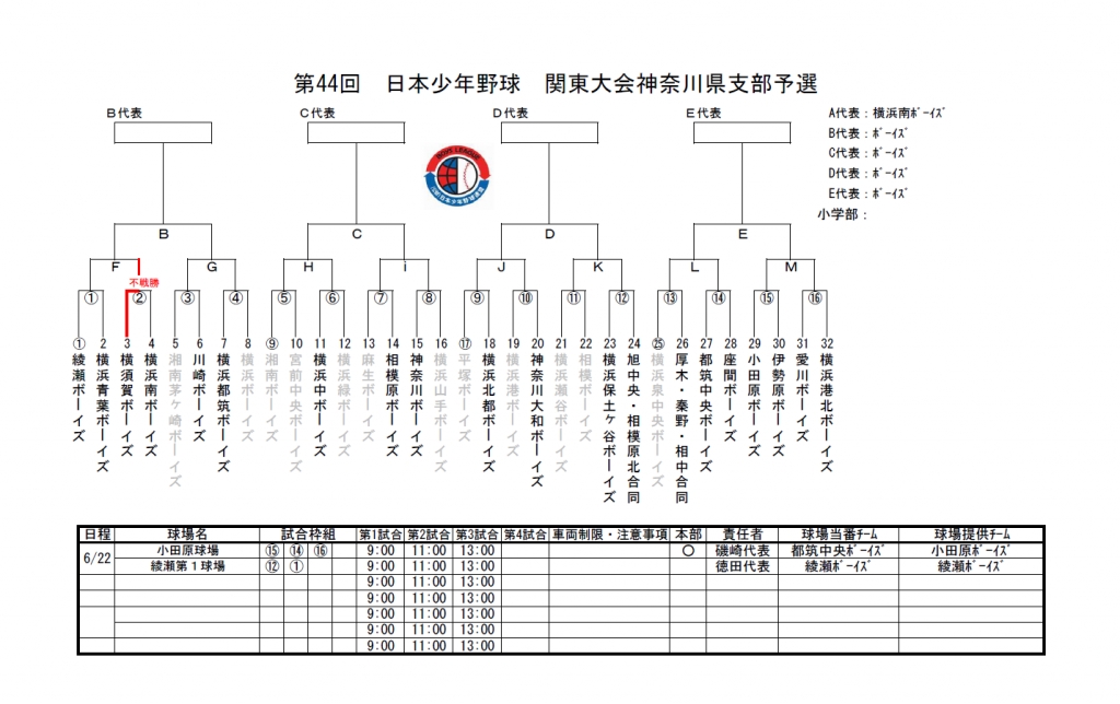 第44回　関東大会神奈川県支部予選の日程について
